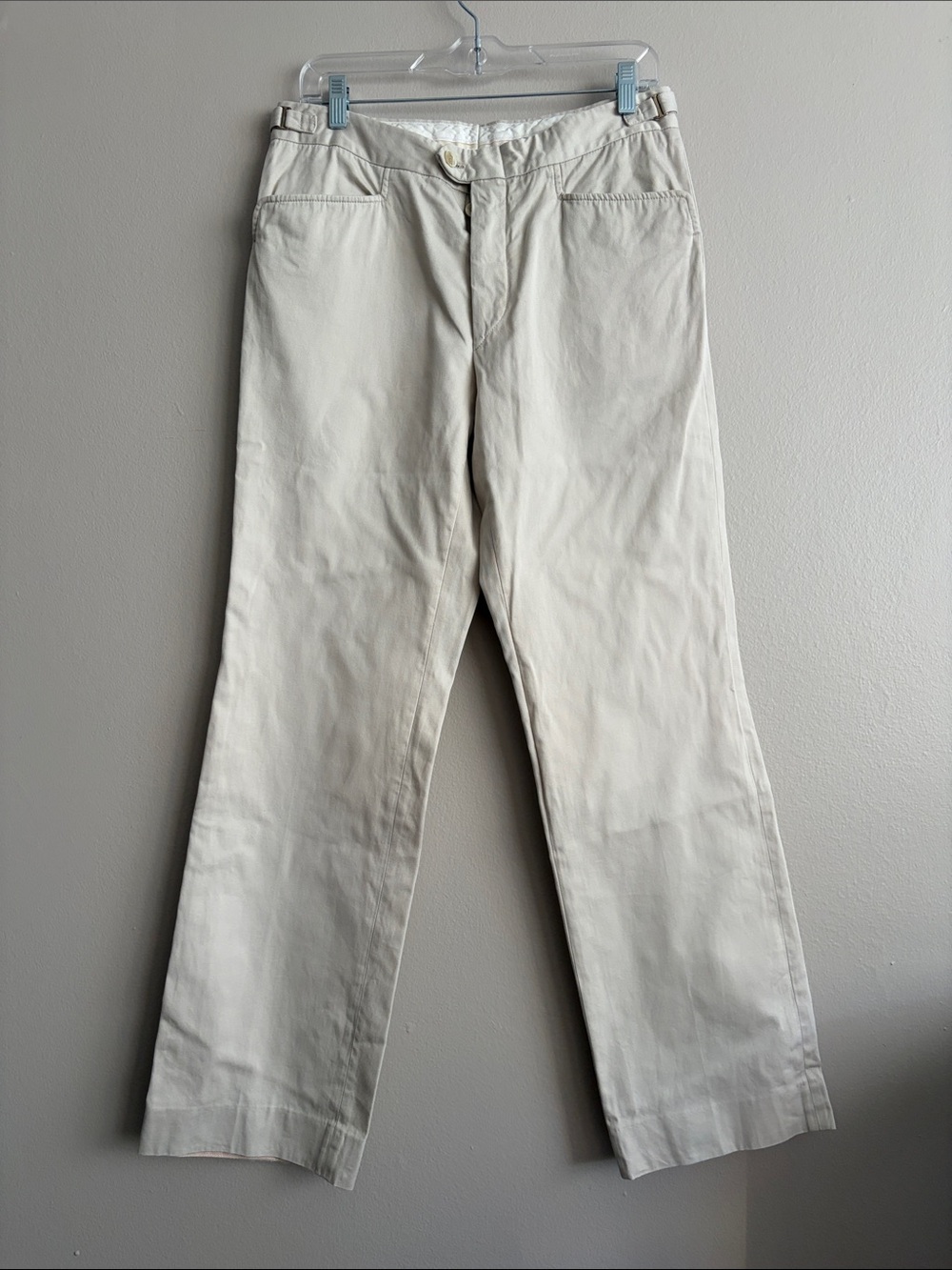 VTG Gucci Tom Ford Era Men's Cream Cotton Trousers with Side Adjusters EU 48